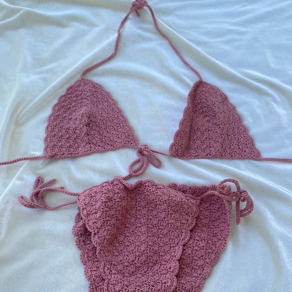 Pink hand crochet Bikini size S